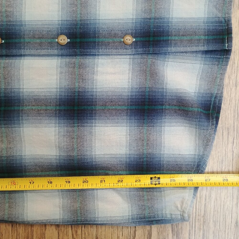 Pendleton Men Medium button down shirt 100% thick sturdy cotton blue plaid - Picture 7 of 14
